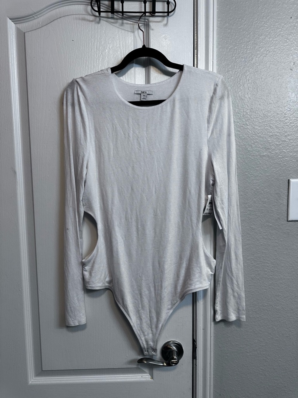 Bar III White Long-Sleeve Crewneck Bodysuit